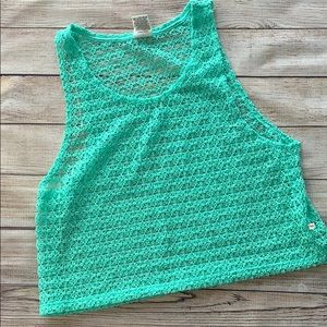 Pink Victoria Secret Teal Crochet Swim Coverup Top Size XS